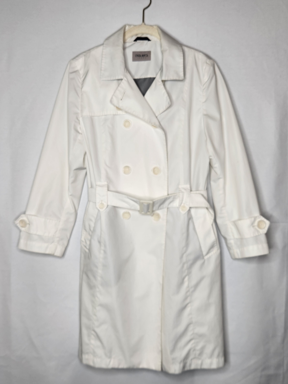 Cinzia Rocca Icons White Coat with Black Loop Detail